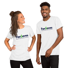 Load image into Gallery viewer, FanSaves Short-Sleeve Unisex T-Shirt (blue logo with tagline)
