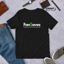 Load image into Gallery viewer, FanSaves Short-Sleeve Unisex T-Shirt (white logo with tagline)

